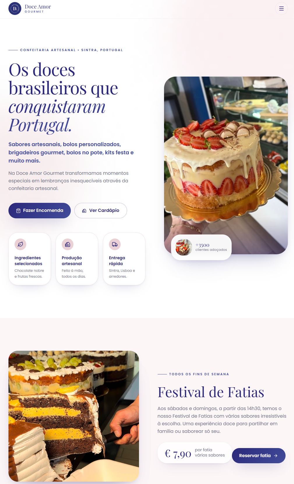 Landing page de confeitaria artesanal